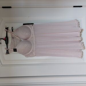 Tahari babydoll nightgown and g-string set, heavenly pink, XL, 38C, NWT